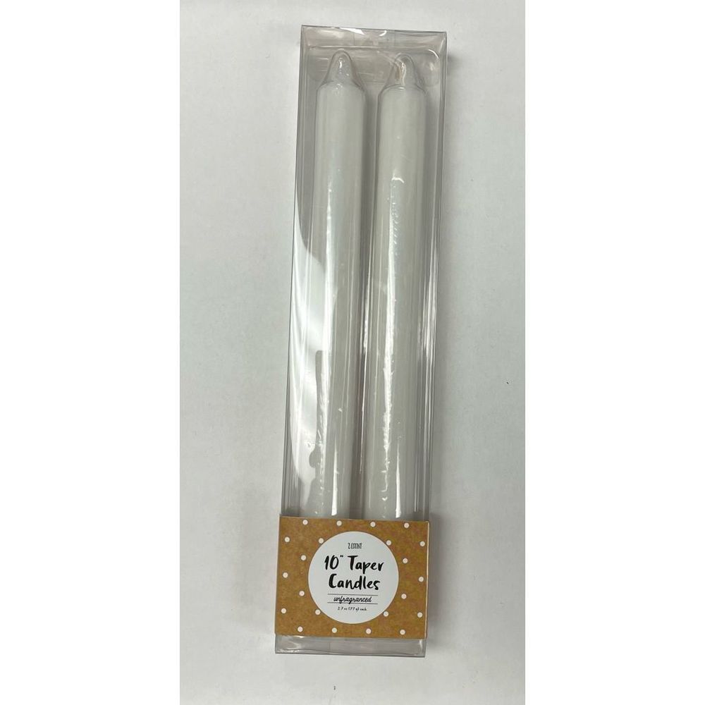 Starlume 10‎ Inch White Color Unfragranced Taper Candles - 1 Pack with 2 Piece